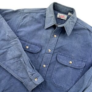 VTG Private Property Flannel Shirt Men M Blue Chamois Heavyweight Made in USA